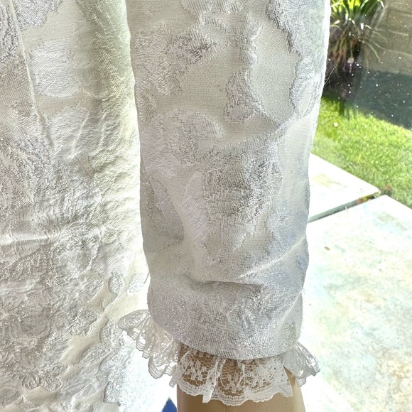 Dream Sister Jane Tailored Jacquard Mini Dress Ivory Size XS Floral Long Sleeve - Picture 12 of 16